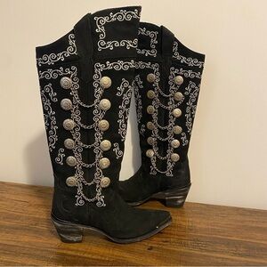 Dan Post Chain Reaction Black and White Leather Boots size 8